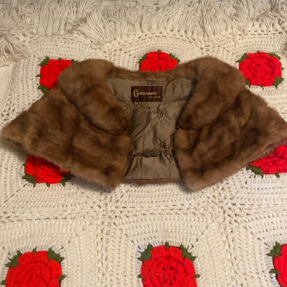 Fur shoulder wrap.